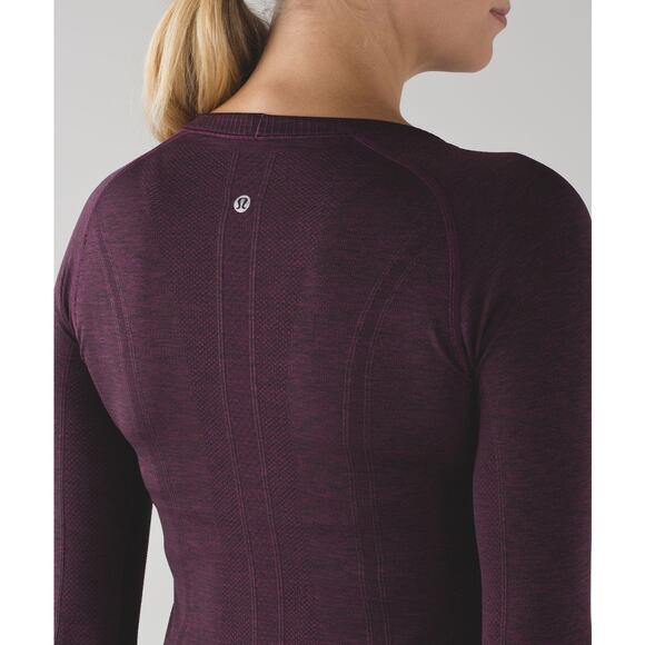 LULULEMON Swiftly Tech Long Sleeve Crew Plum Black Stretch Active Women's 6 - Picture 9 of 15